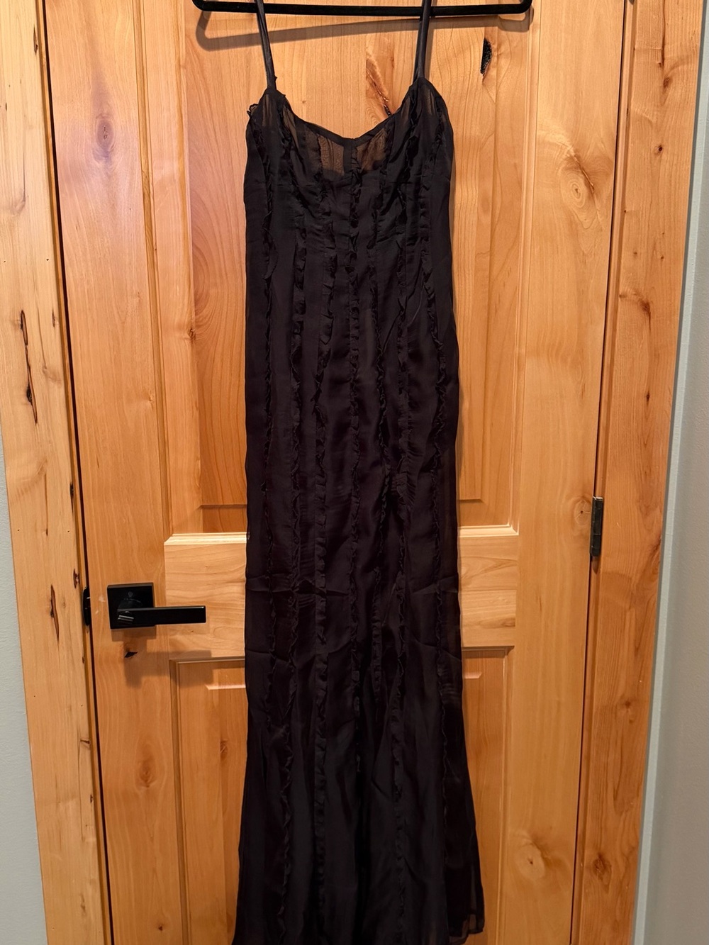 Meshki Black Sheer Midi Slip Dress